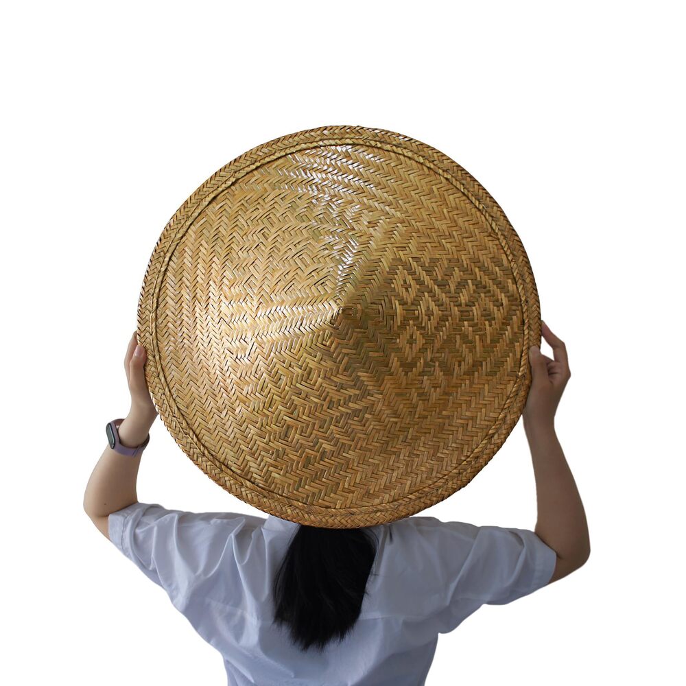1853 Chinese Bamboo Hat Oriental Asian Japanese Garden Fish Conical Cap